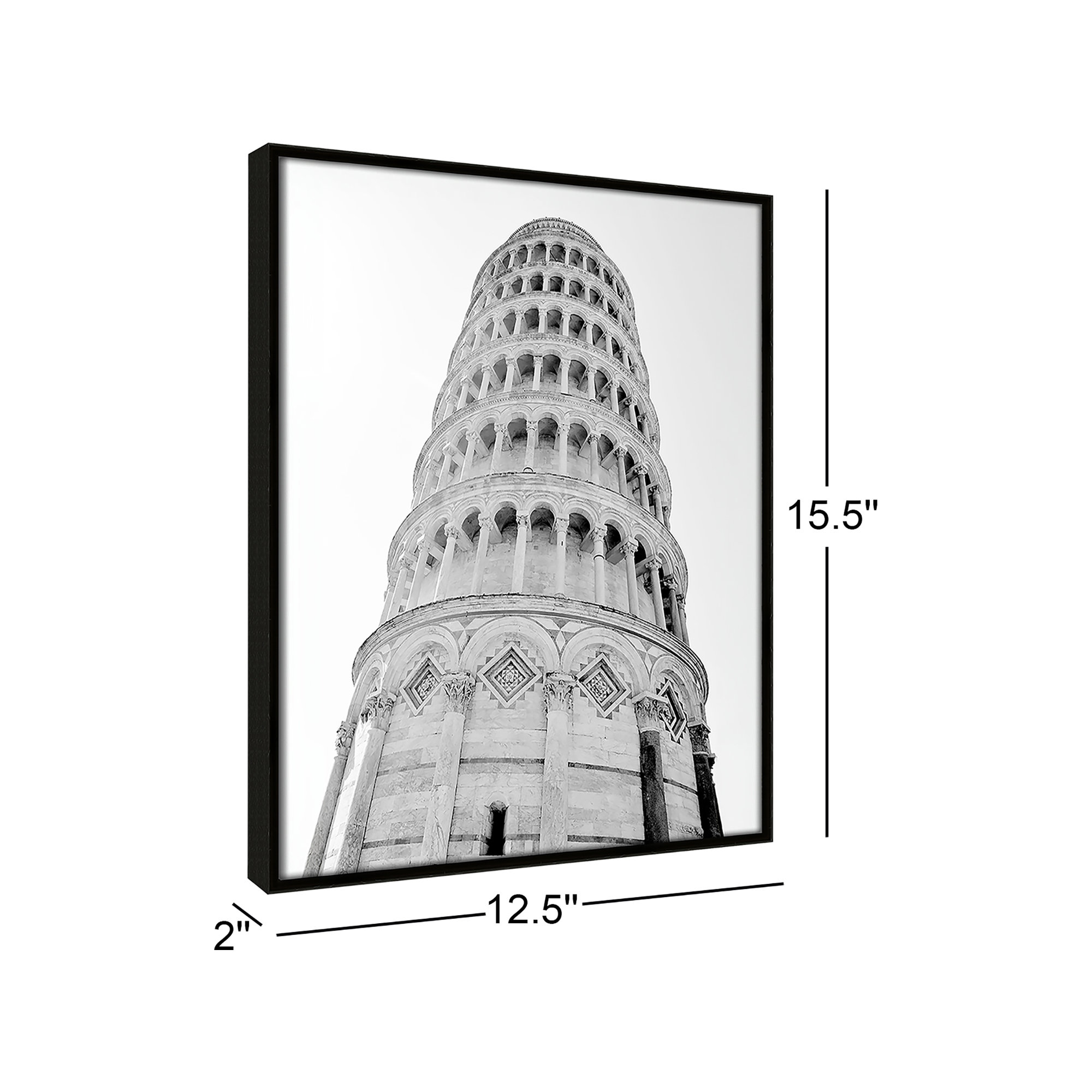 Iconic City Collection " Pisa " by Natalie Carpentieri, 15.5" H x 12.5" W x 2" D, Espresso Floater Frame, No