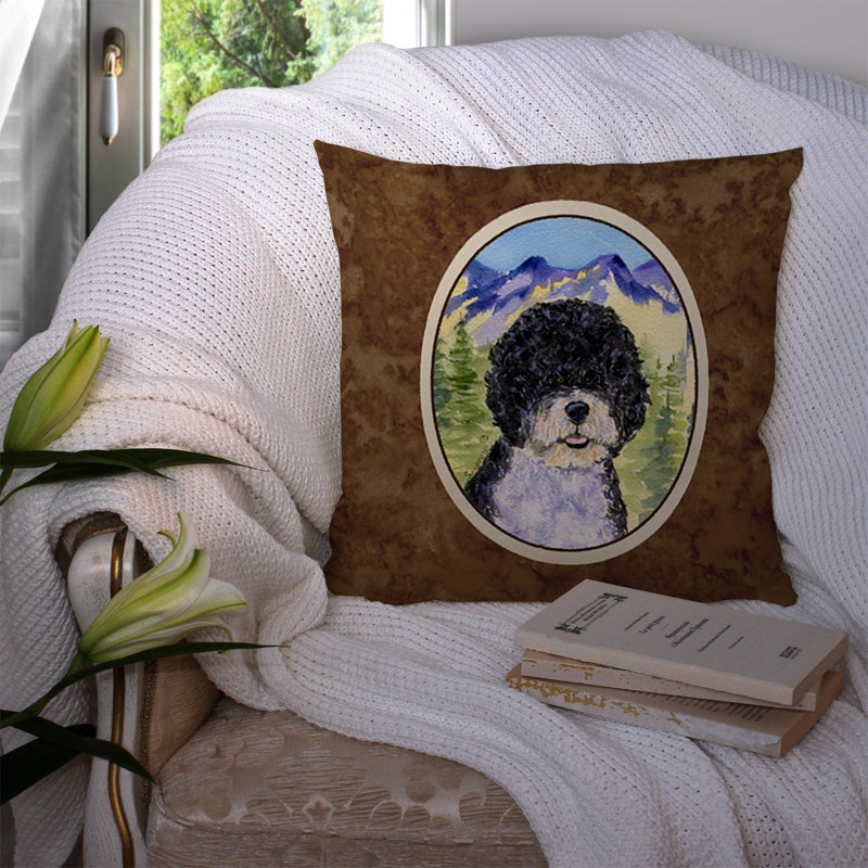 Coussin décoratif d’intérieur/d’extérieur à imprimé de mer portugais water dog