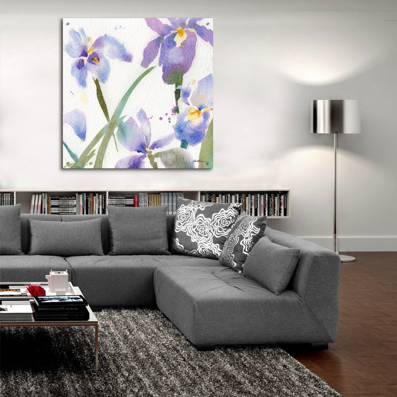 «Irises» par Sheila Golden, art mural en verre acrylique, 12 po x 12 po, H 36 po x l 36 po x P 0,2 po