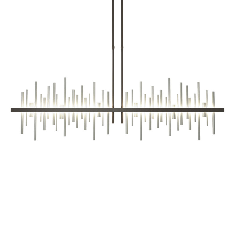 Cityscape 1 - Light Kitchen Island Linear LED Pendant, Sterling, Dark Smoke