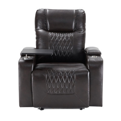 Power Motion Recliner With Usb Charging Port And Hidden Arm Storage 2 Convenient Cup Holders Design And 360° Swivel Tray Table,brown (old Sku: Sg00063