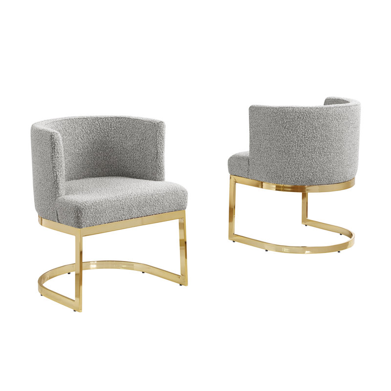 Single Side Chair With Sled Base, Rich Gray, Gold