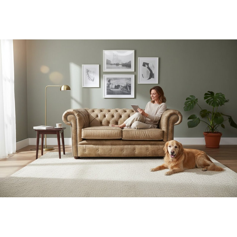 2 Seater Full Grain Leather Sofa, Cracked Wax Tan