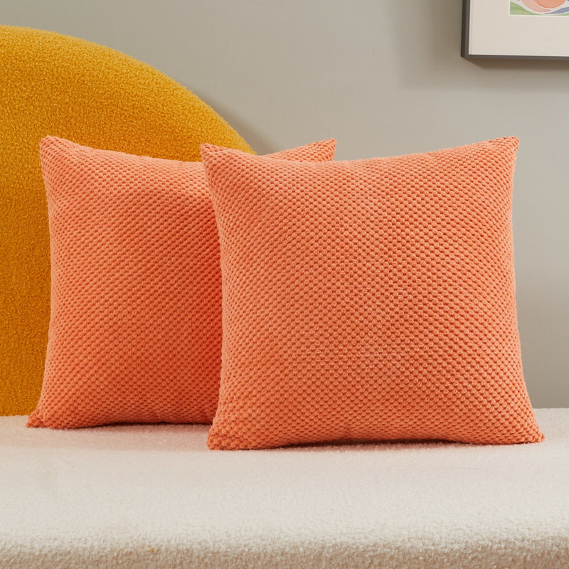 Deconovo Solid Throw Pillow Covers, Orange, 18" H x 18" W