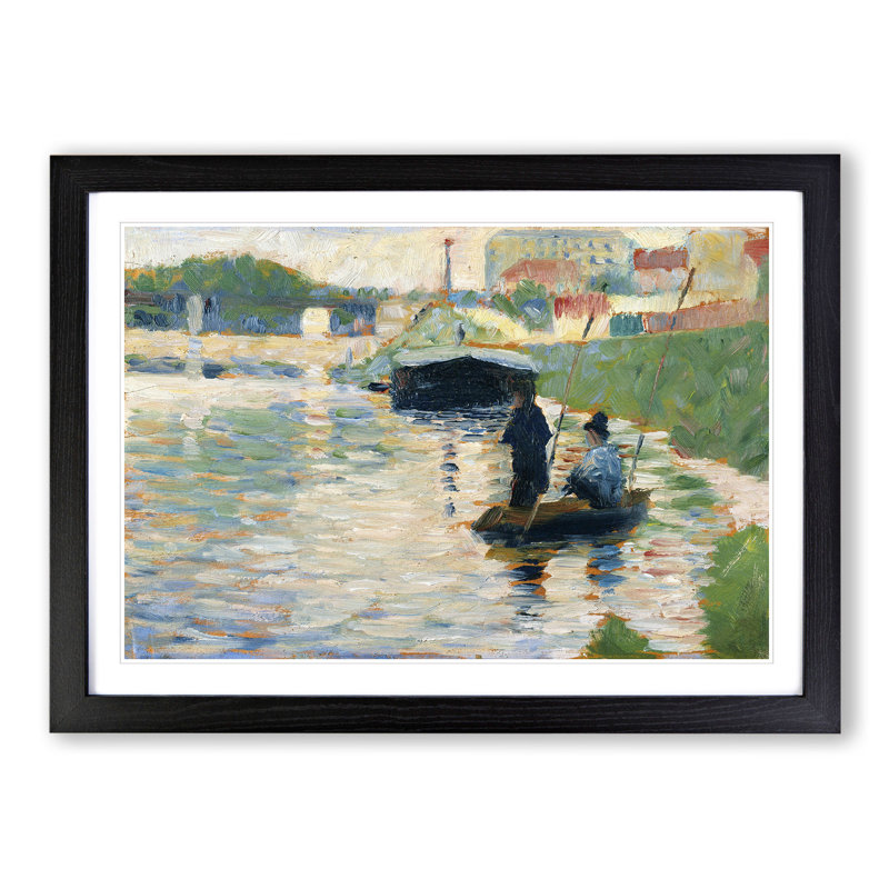 View of the Seine by Georges Seurat - Picture Frame Painting, 48cm H x 65cm W x 2cm D, Black