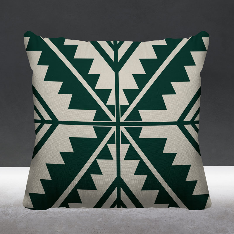 Coussin décoratif intérieur / extérieur Tala Southwestern, L 19 po x H 19 po, Émeraude