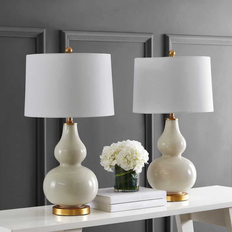 Ensemble de 2 lampes de table Tamara, Crème, crème