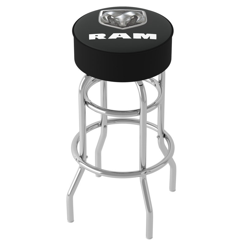 Swivel Upholstered Counter Stool with Metal Frame, Black