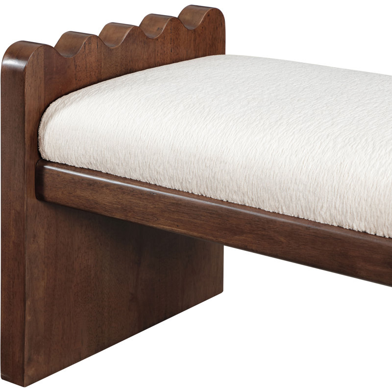 Daline Velour  Fabric Bench, Cream Velour Fur Fabric, Brown