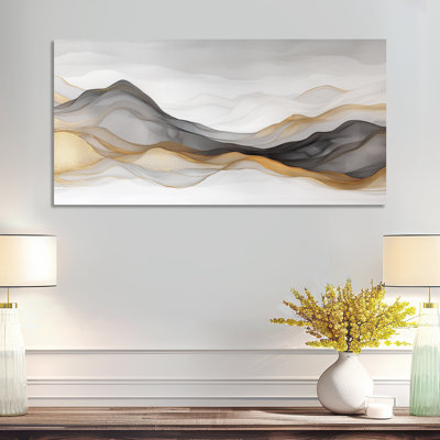 Grey Gold Grey and Gold Soft Horizon Layers II – Modern Wall Decor, Calming Framed Prints