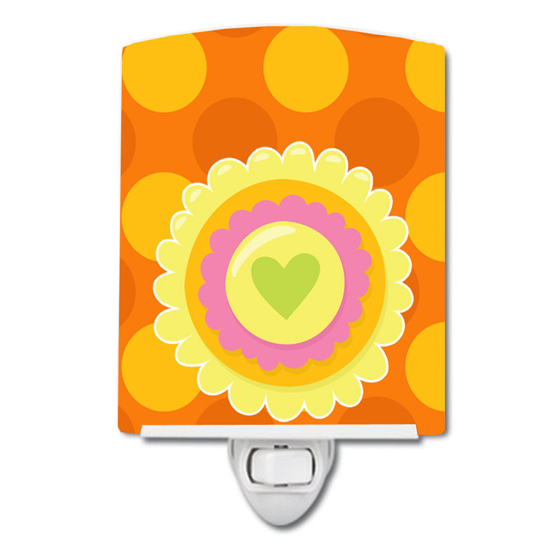 Heart Flower Ceramic Night Light, Orange