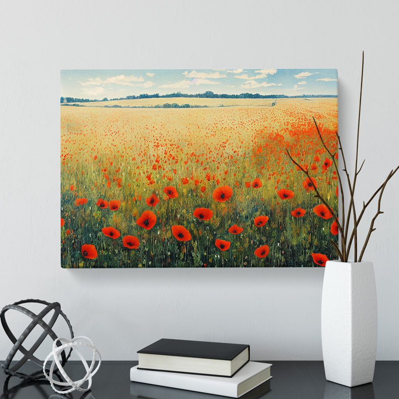 Poppy Field Watercolour Vol.1 - Wrapped Canvas, 40cm H x 60cm W x 3cm D