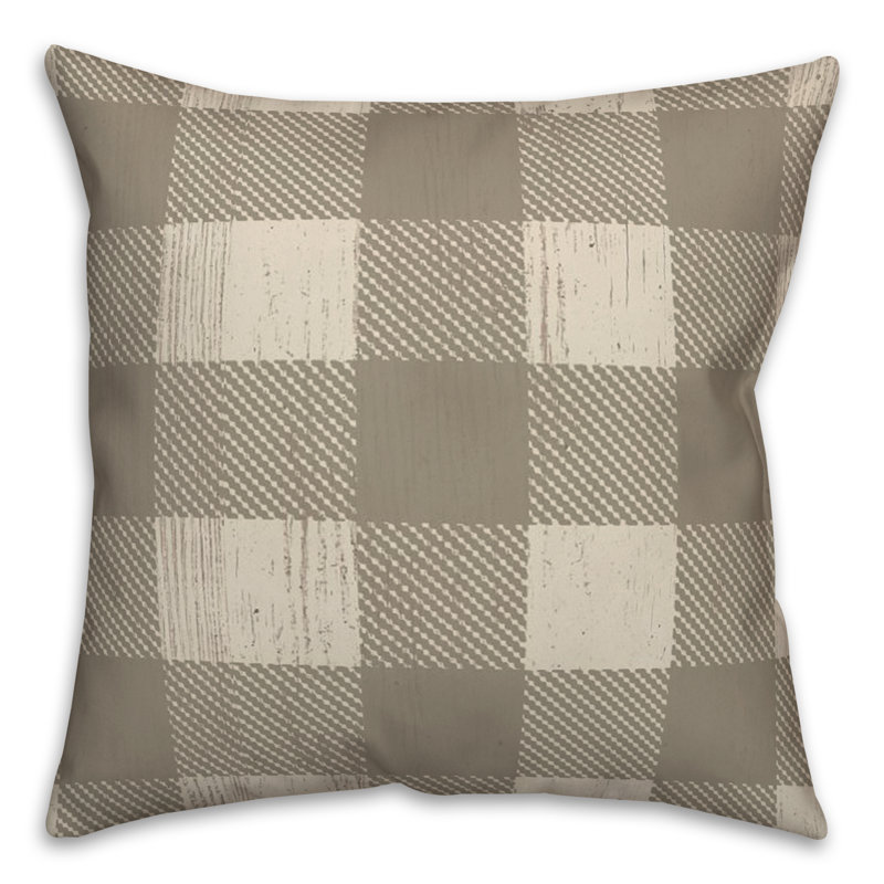 Checkered Throw Pillow, Brown