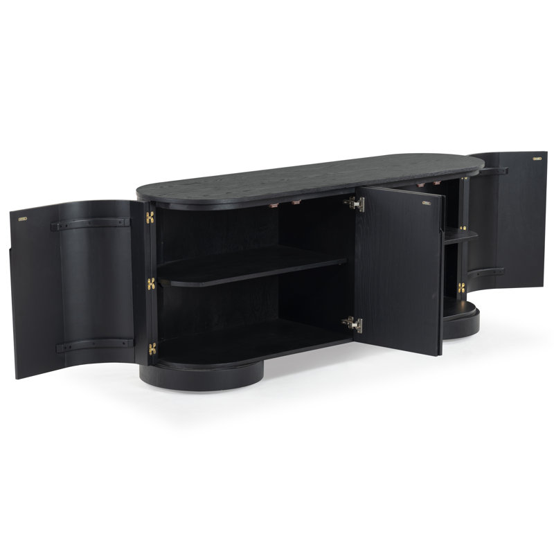 Jesbelina Oval 4 Door Wood Sideboard, Black