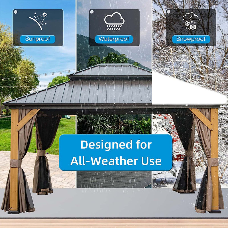 Classic Cedar Gazebo – Timeless Design, 115.84" H x 166.44" W x 142.8" D