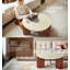 Elegant Round Travertine Texture Coffee Table – 30” Stone Coffee Table, Modern Design, Durable, Minimalist