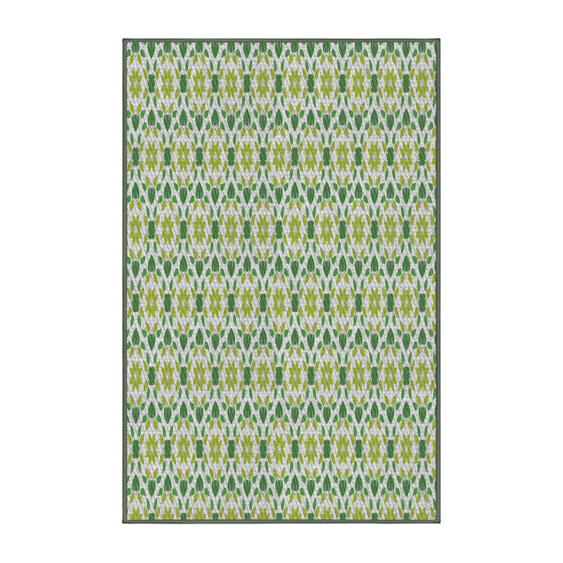 Tapis vert clair/vert foncé tissé à la machine, Rectangle 7 pi x 9 pi