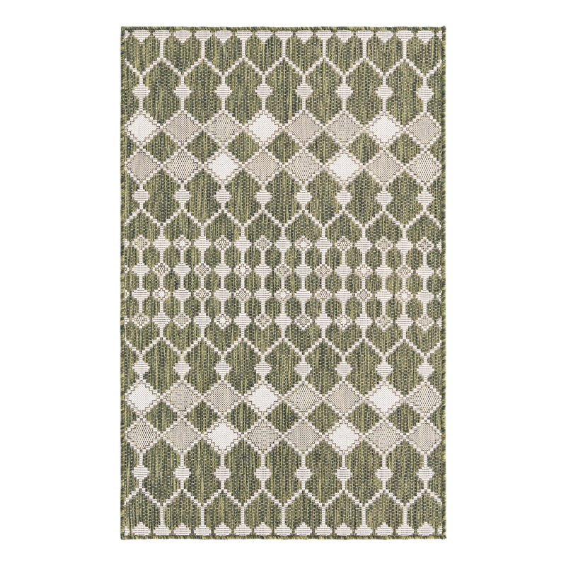 Green Traliccio Indoor/Outdoor Trellis Rug, Rectangle 3' x 5'3"
