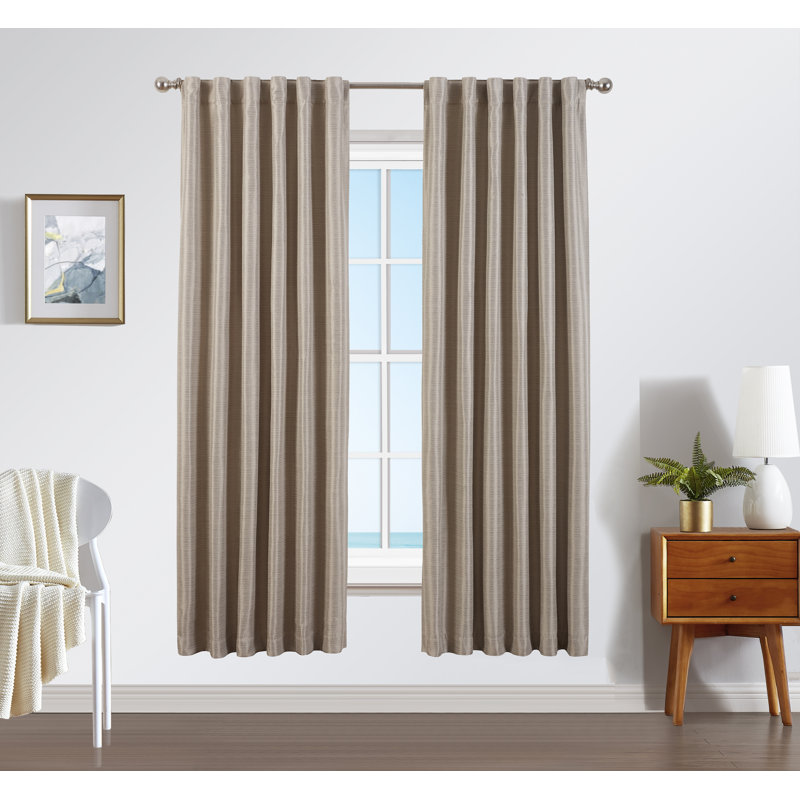 Nautica Synthetic Solid Color Blackout Thermal Back Tab/Rod Pocket Curtain Panels, 52" W x 96" L, Brown