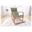 Fauteuil à bascule moderne rembourré avec structure en bois massif et dossier haut, vert