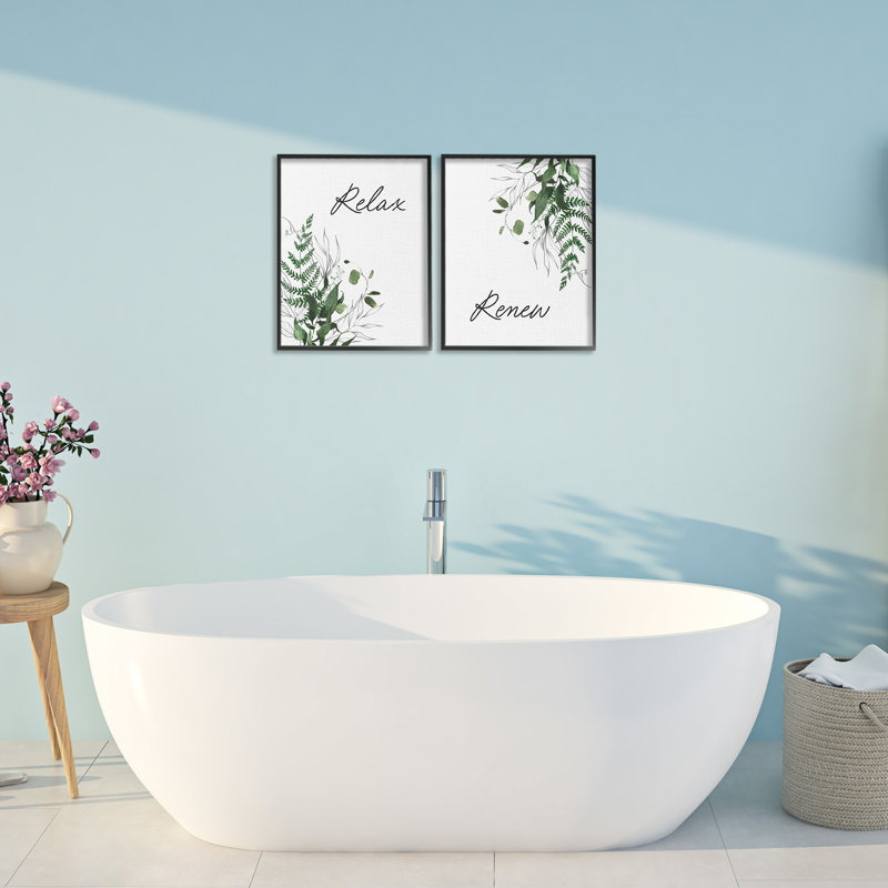 Ensemble de giclées encadrées Relax Renew Botanical Leaves, H 14 po x l 11 po, Giclée encadrée noir minuit