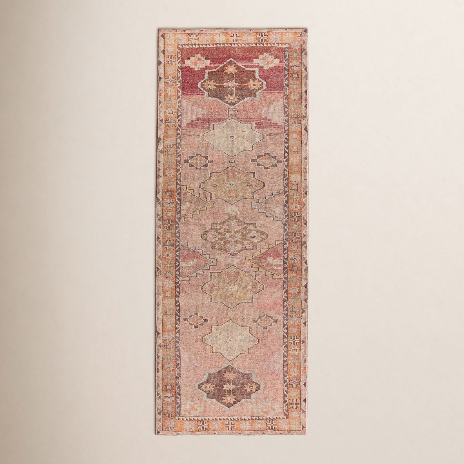 Debary Machine Washable Performance Orange/Pink/Brown Rug, Runner 3' x 10'