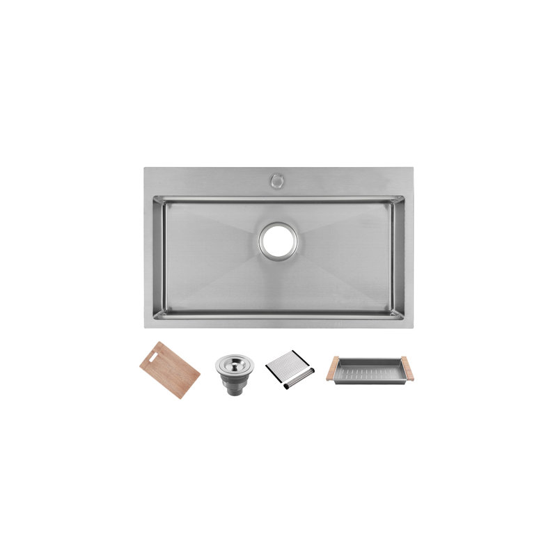 Chaque - 1 évier de cuisine en acier inoxydable à double installation de 31 po x 20 1/2 po