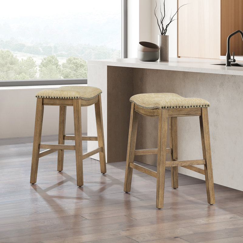 Tabouret de bar et de comptoir Clewiston, Tabouret de comptoir (assise de 24,75 po de hauteu, Chêne moyen, Chameau