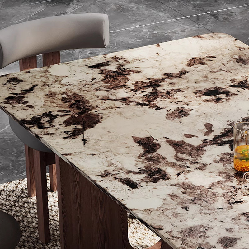 Ensemble de table de salle à manger élégant en faux marbre, H 29,5 po x L 70,9 po x l 35,4 po