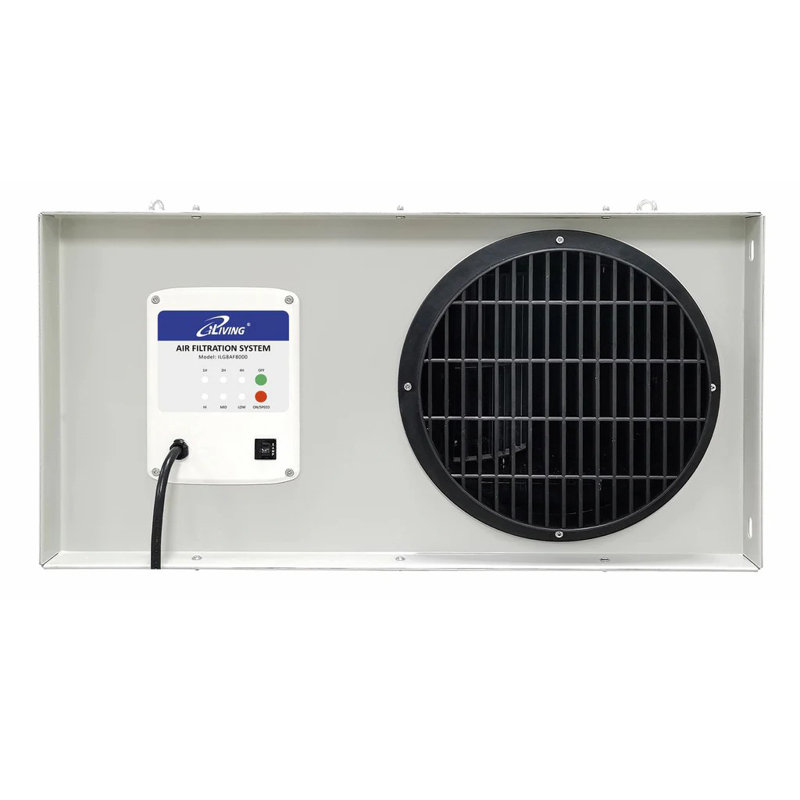 iLIVING ILG8AF8000 3-Speed Workshop Air Filtration System Fan with Remote,  Hanging or Mobile Unit for Garage, Shop, and Woodworking Dust Control, 1025 CFM
