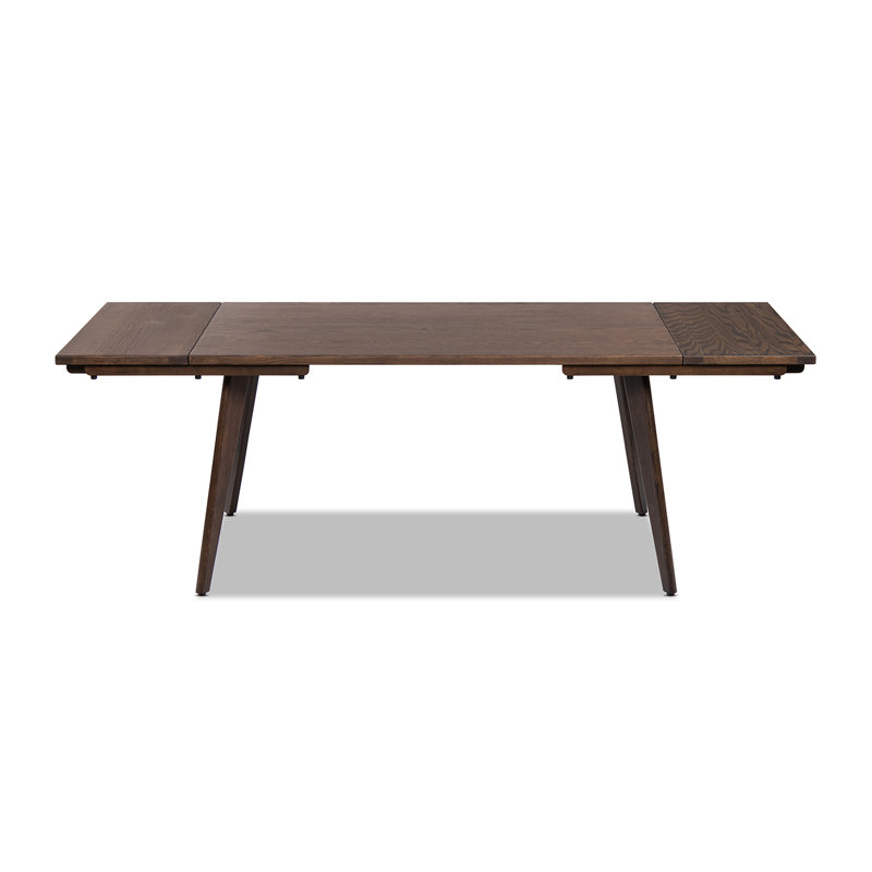 Table de salle à manger à rallonge en bois de chêne massif 59-90,5 "Hawley, H 30 po x L 59 po x l 33,5 po, Marron foncé
