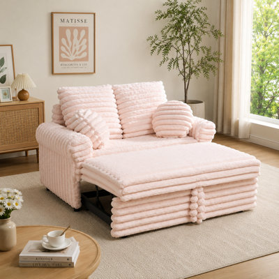 Faux Rabbit Fur Loveseat Sleeper