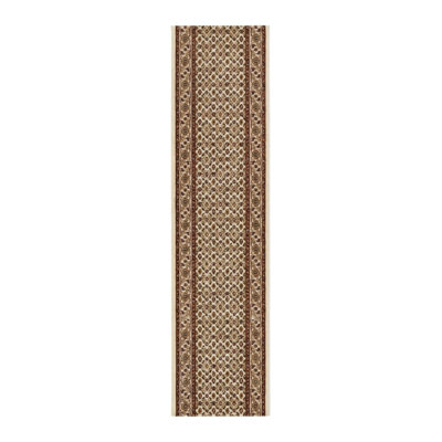 15' Beige And Ivory Oriental Runner Rug