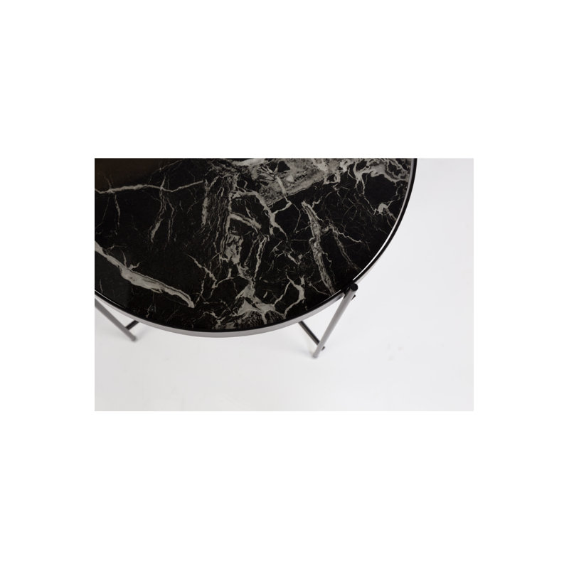 Cupid Glass End Table, Black, 16"H x 25"W x25"D