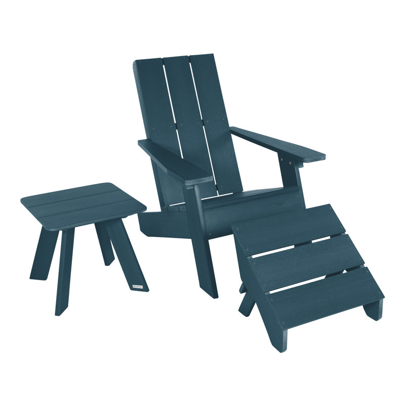 Chaise Adirondack en plastique avec table Caislin, Bleu Nantucket
