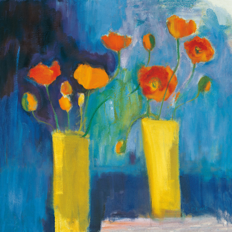 Cadmium Poppies par - peinture sur toile tendue, H 30 po x l 30 po