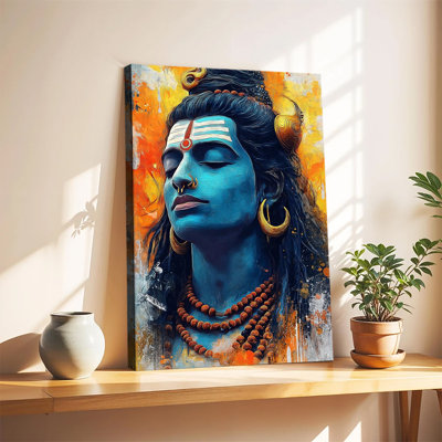 Lord Shiva Spiritual Religious Portrait Oil Painting Large Gallery Wrapped Canvas Wall Art Print For Living Room Bedroom