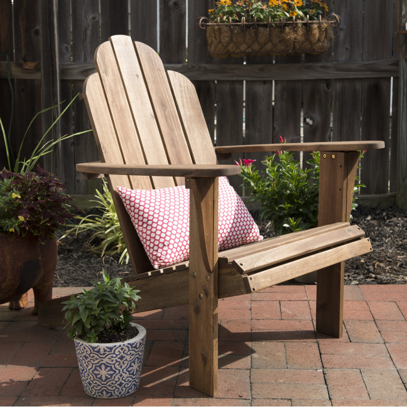 Langport Solid Wood Adirondack Chair with Ottoman, Teak