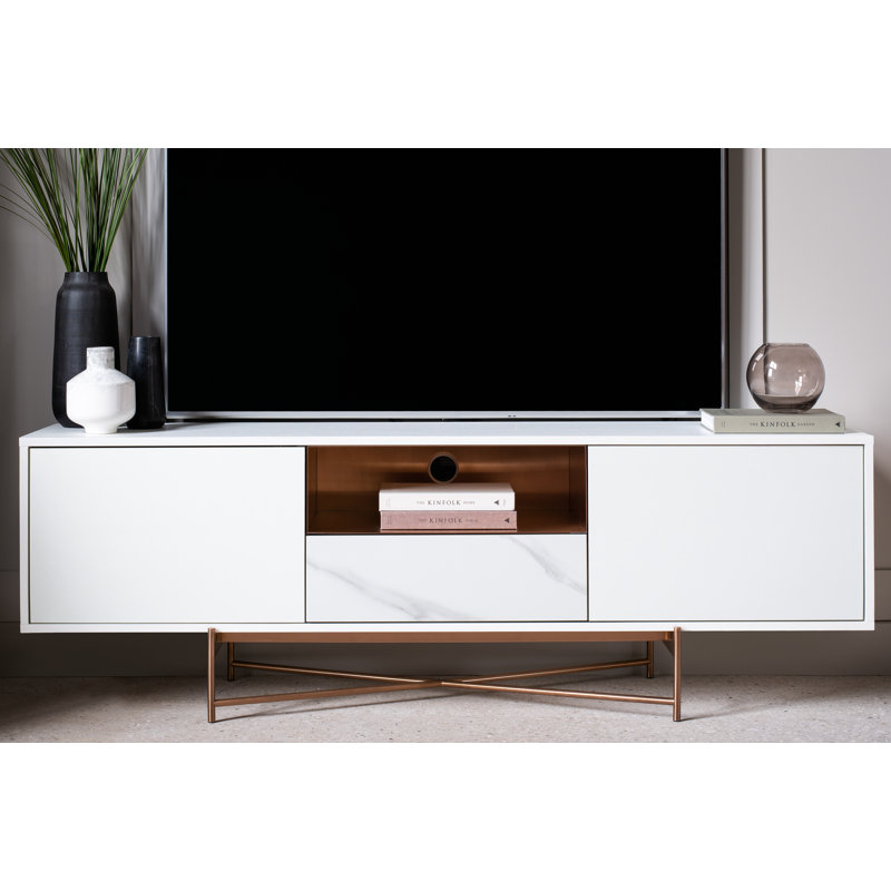 Algrid Unfinished TV Stand for TVs up to 78", White/Brown