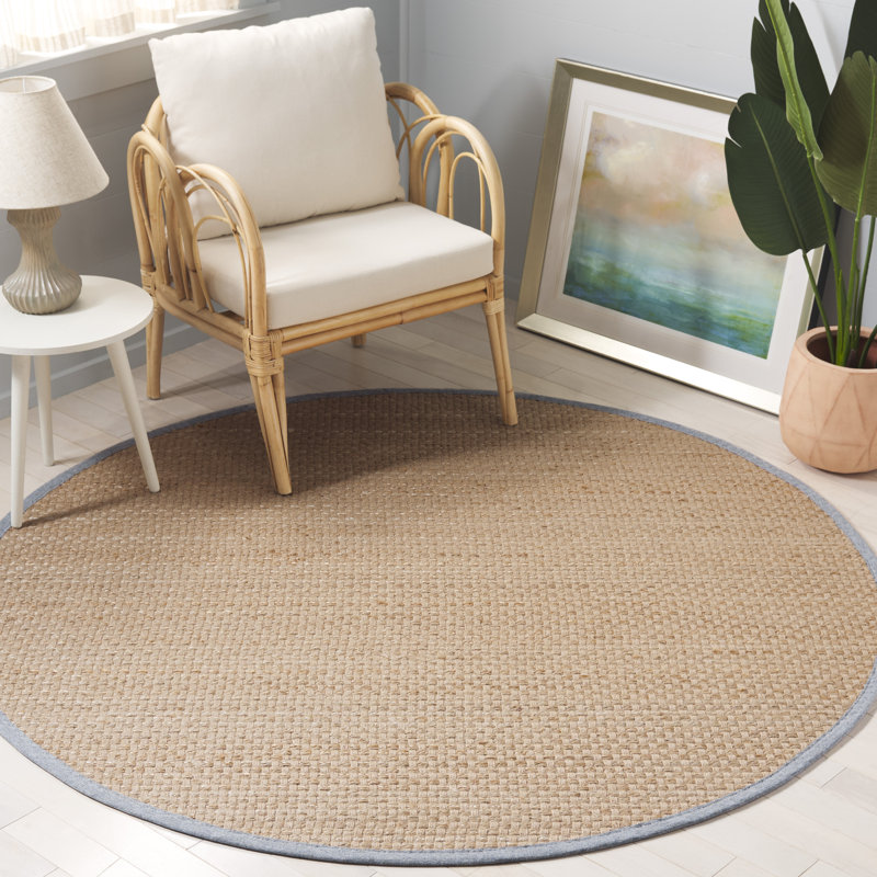 Natural Fiber 142 Area Rug In Maize / Brown, Round 6'