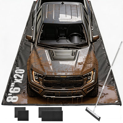 Yescom 8'6"x20' Garage Floor Mat Under Car Non-slip Containment Mat Heavy Duty Waterproof For Cars Suv Protection From Snow Rain And Mud Oil