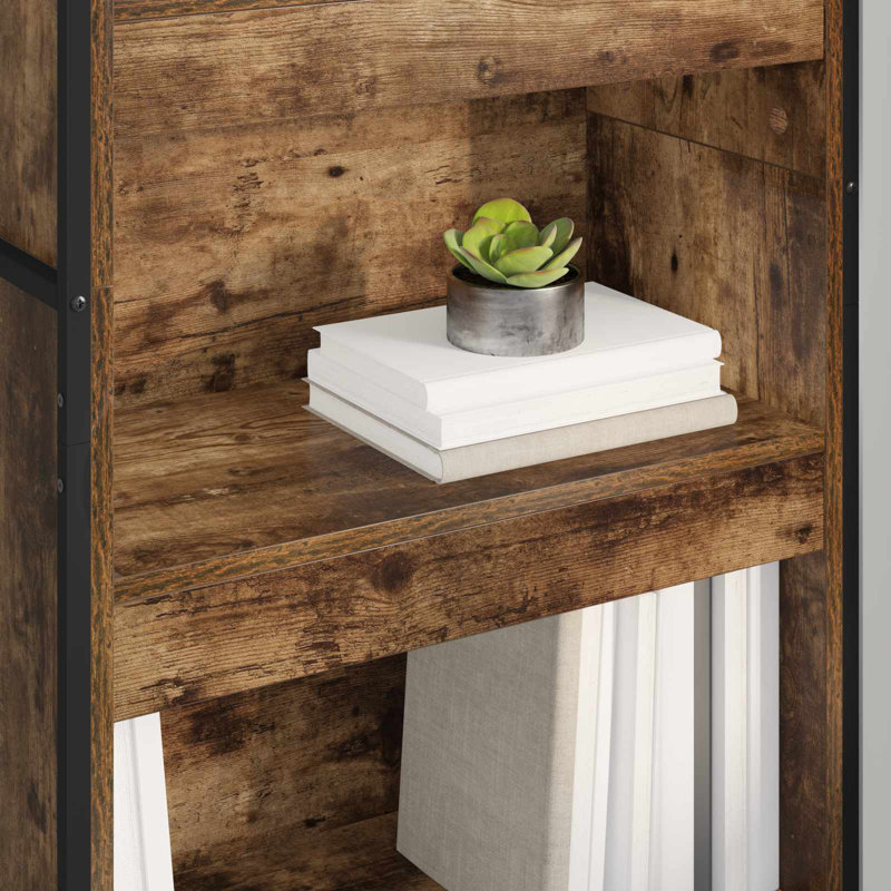 Steel Book Cabinet Bookcase, Smoke Oak, (5 Shelves) 189.5cm. H x 60cm. W x 30cm. D