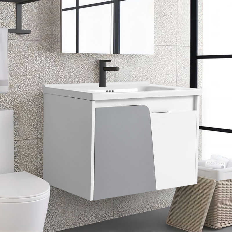 Jubi 27.8 " W Free Standing Wall Mounted 1 Single Vanity Bathroom Vanity With Ceramic Top
