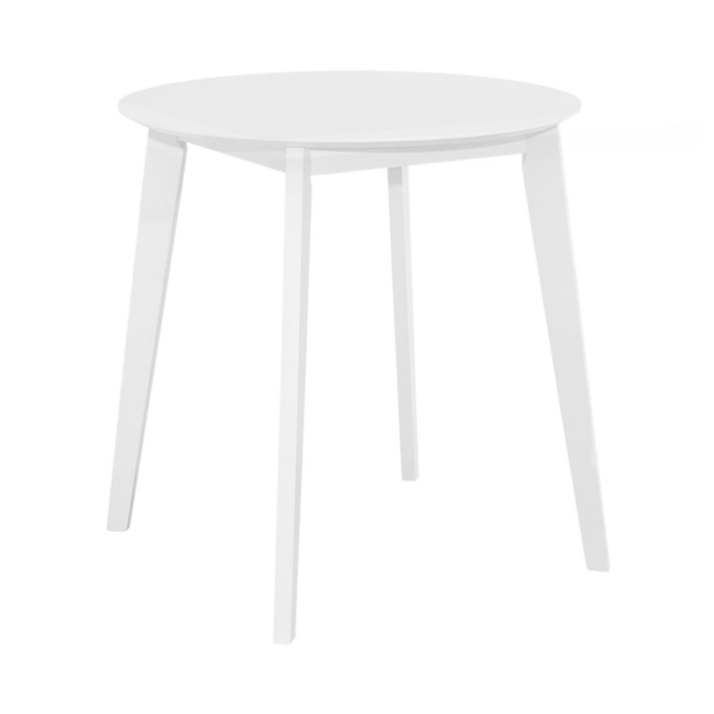 Table de salle à manger, ronde, petite, cuisine, salle à manger, placage, pieds en bois, transitionnel, Blanc