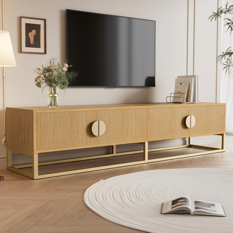 Unfinished TV Stand for TVs up to 78", Natural Wood