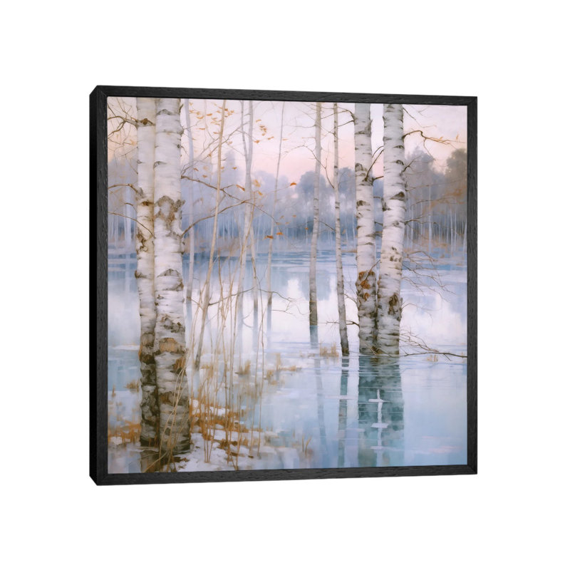 Wintry Birchwood by Steve Hunziker - Gallery-Wrapped Canvas Giclée on Canvas, 45.72 cm H x 45.72 cm W, Black Floated Frame