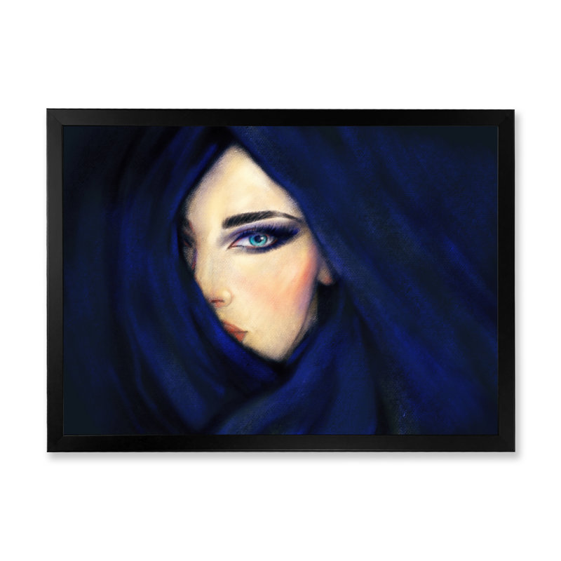 «Blue Fashion Woman», reproduction sur toile, H 30 po x l 40 po x P 1,5 po, Toile avec cadre noir