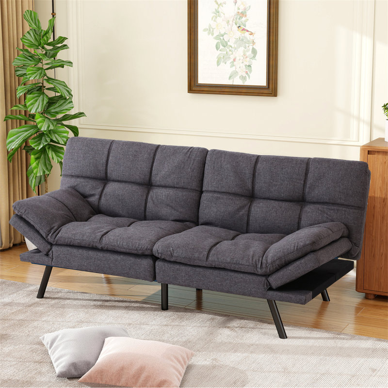 Canapé-lit futon convertible 71 po, Gris