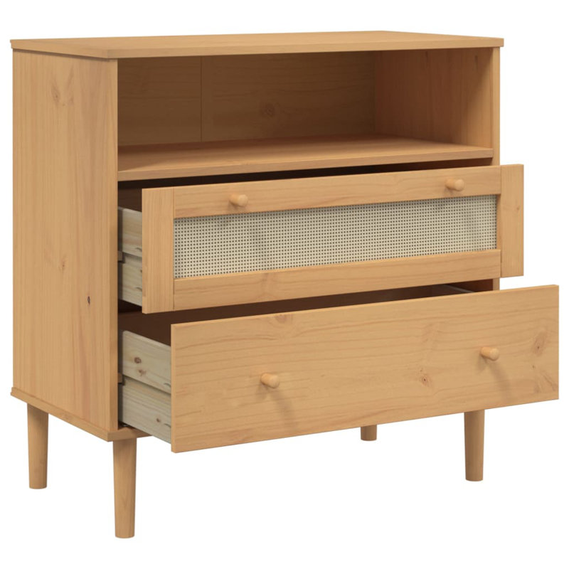 80cm Sideboard Rattan Look, Brown