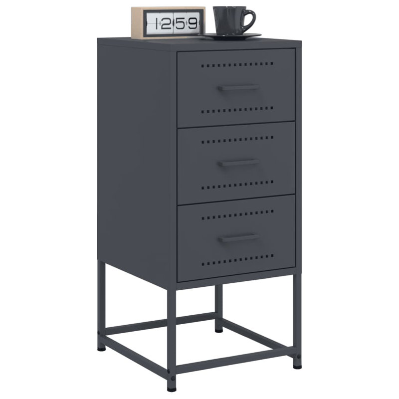 Raddatz 36cm W Steel Bedside Table, Anthracite, Set of 2